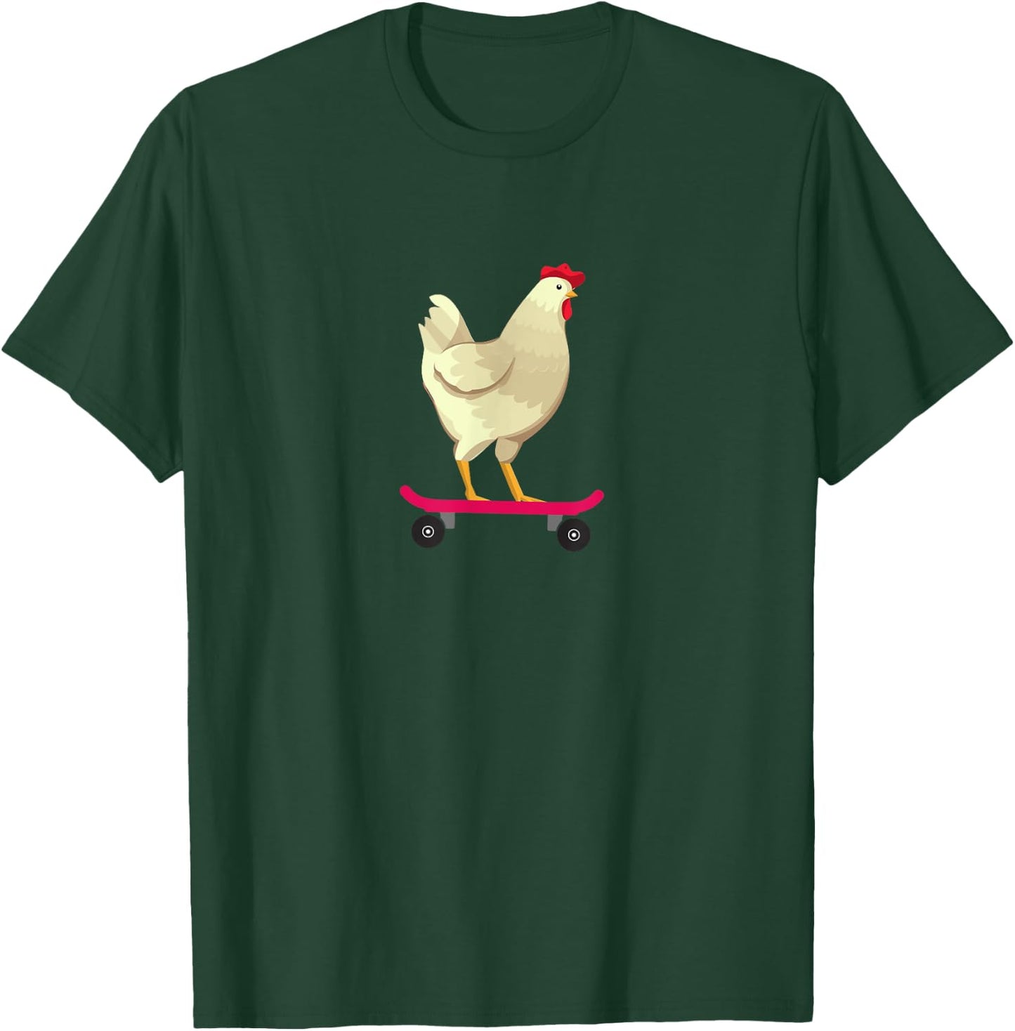Funny Cute Skateboarding Chicken Animal Gift T-Shirt - T-Shirt | Forest