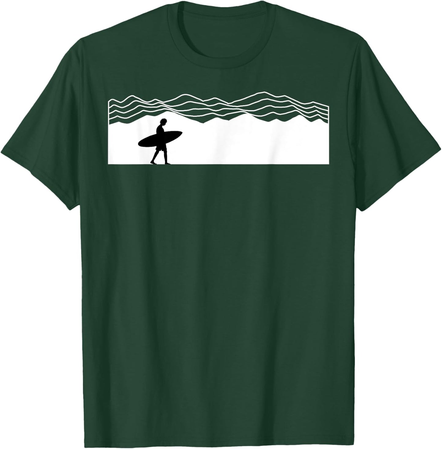 Surfer Boarding Beach Surfboard Summer Wave SurfBoarder Women Kids T-Shirt - T-Shirt | Forest