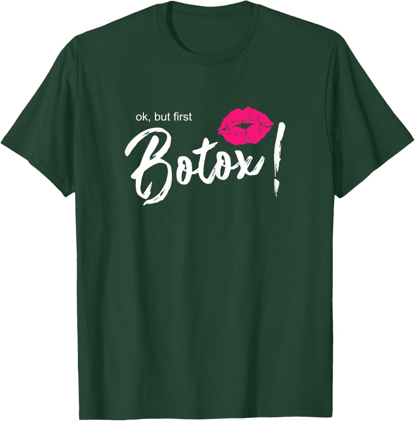 Funny Botox Sayings Design Shop Co. But First Botox - Women's Black Letter Print - XS T-Shirt - T-Shirt | Forest