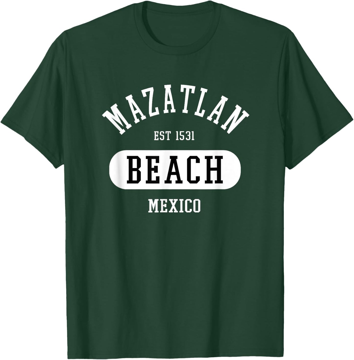 Retro College Jersey Style Mazatlan Mexico Novelty Art T-Shirt - T-Shirt | Forest
