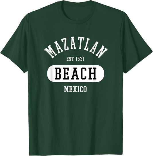 Retro College Jersey Style Mazatlan Mexico Novelty Art T-Shirt - T-Shirt | Forest