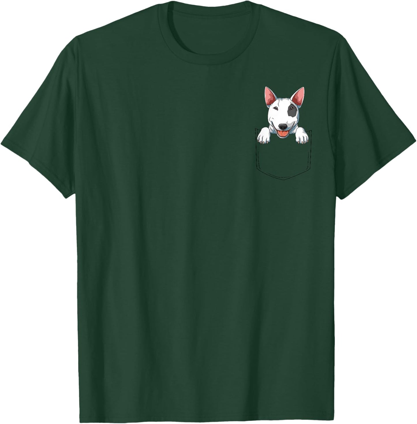 Bull Terrier Pocket Bull Terrier Peeking Out Pocket T-Shirt - T-Shirt | Forest