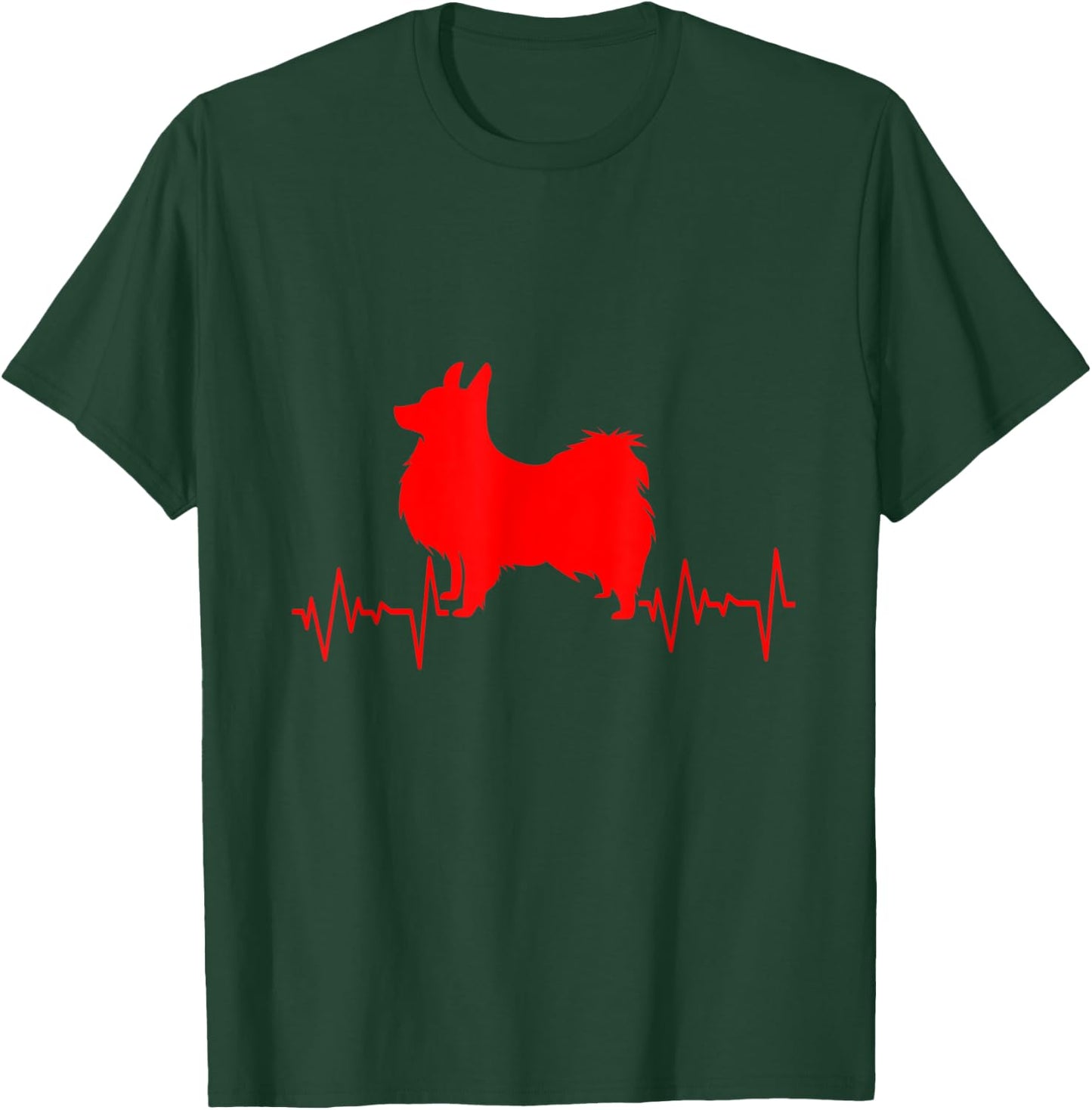Heartbeat And Heartline With Papillon Dog T-Shirt - T-Shirt | Forest