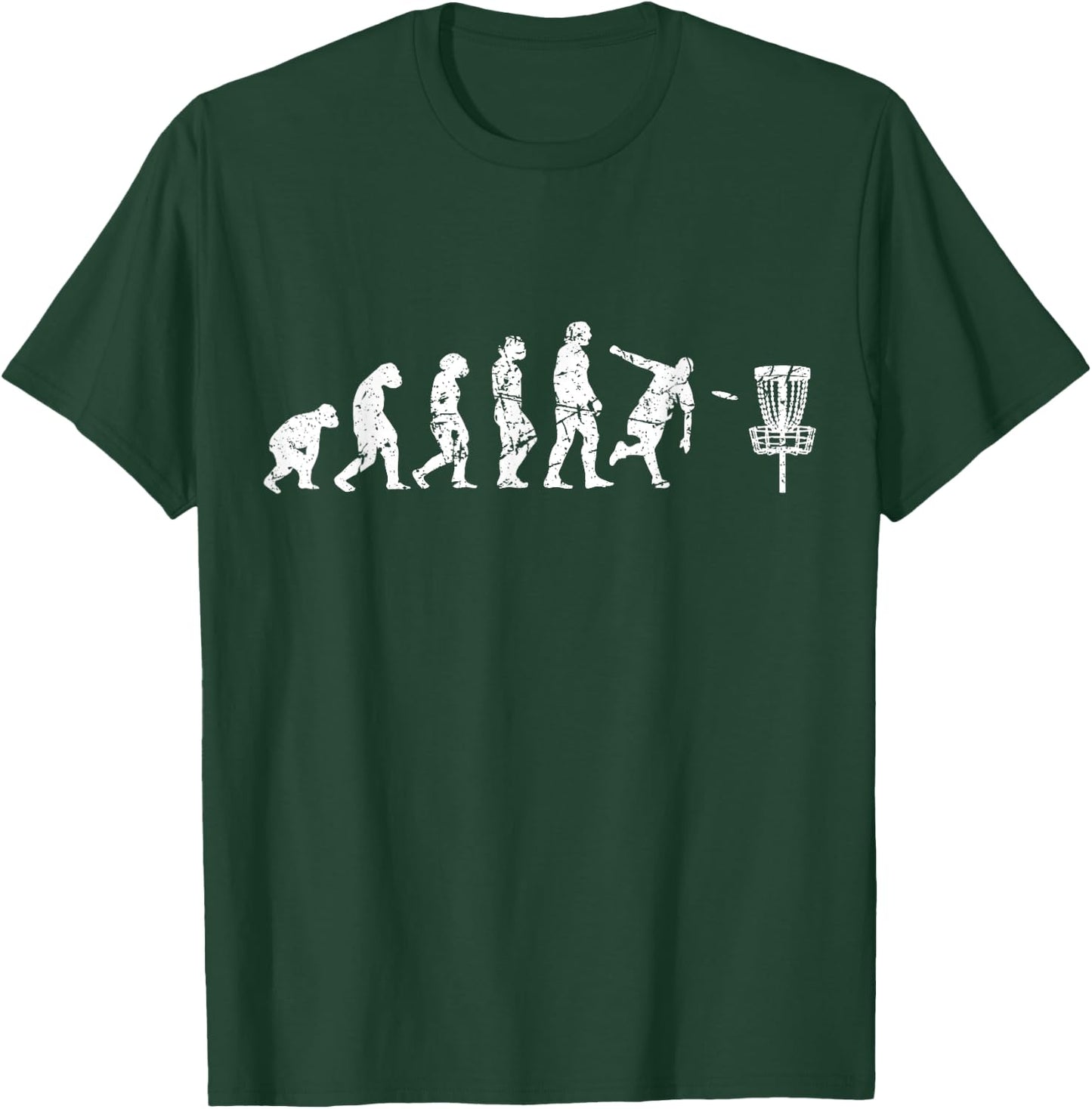 Evolution of Man Frisbee Golfer Used Disc Golf T-Shirt - T-Shirt | Forest