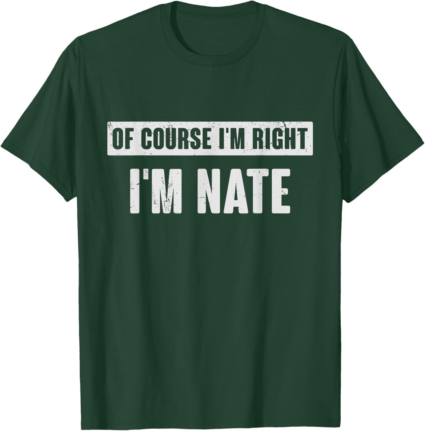 Of Course I'm Right I'm Nate - Funny Nate Name Gift T-Shirt - T-Shirt | Forest