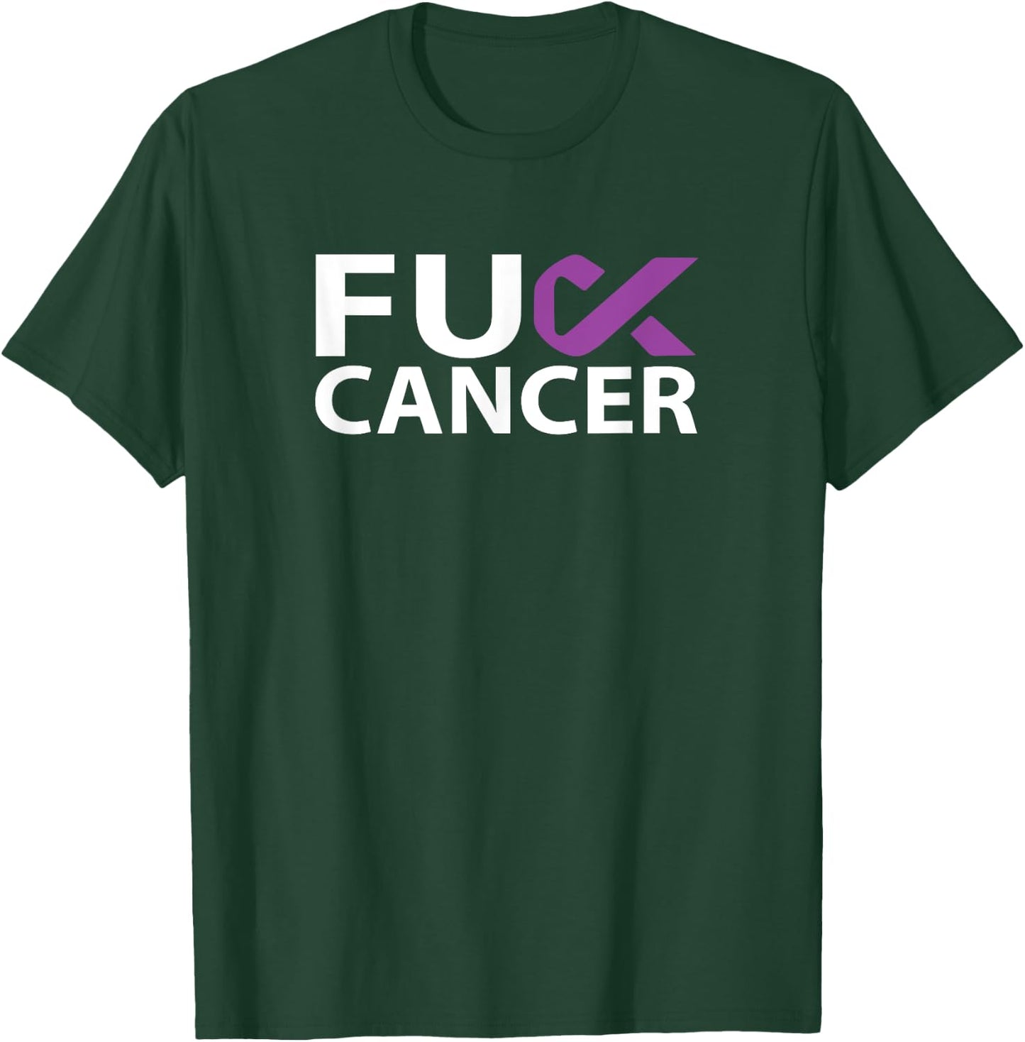 Fuck Pancreatic Cancer F U FU Purple Ribbon Cancer Awareness T-Shirt - T-Shirt | Forest