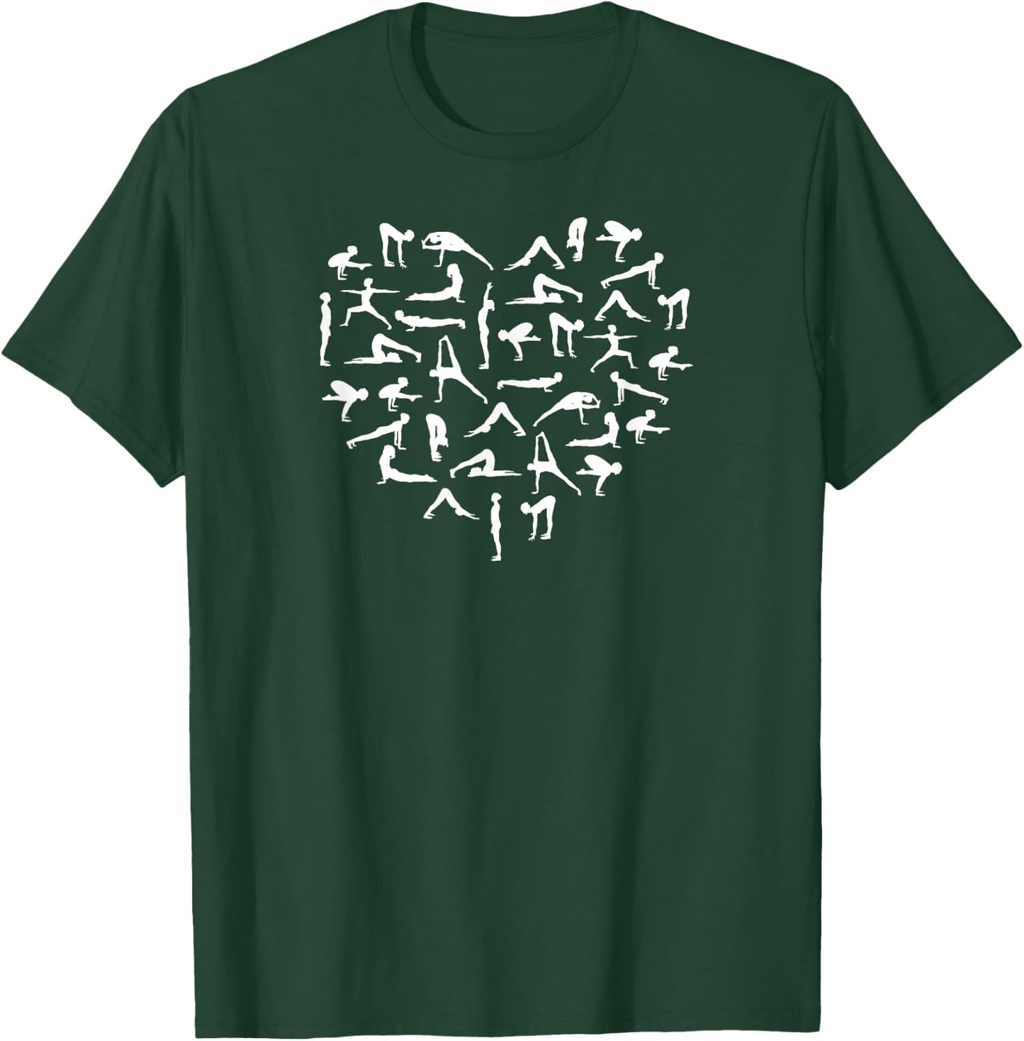 Yoga Love Heart Asana Silhouettes Cool Yogi Valentine's Day T-Shirt - T-Shirt | Forest