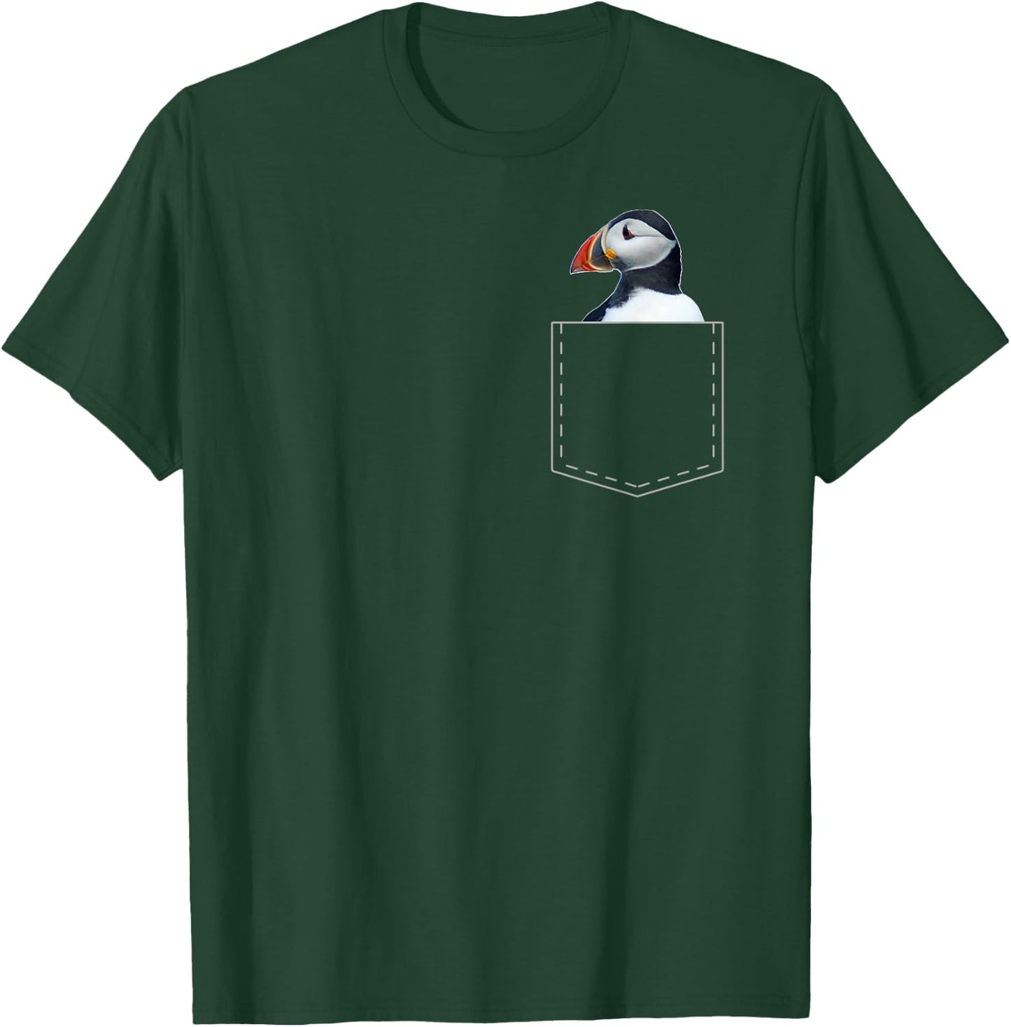 Federn der Vgel Funny Puffin for -Adults Black Cartoon Short Sleeve Classic Fit Pull On T-Shirt - T-Shirt | Forest