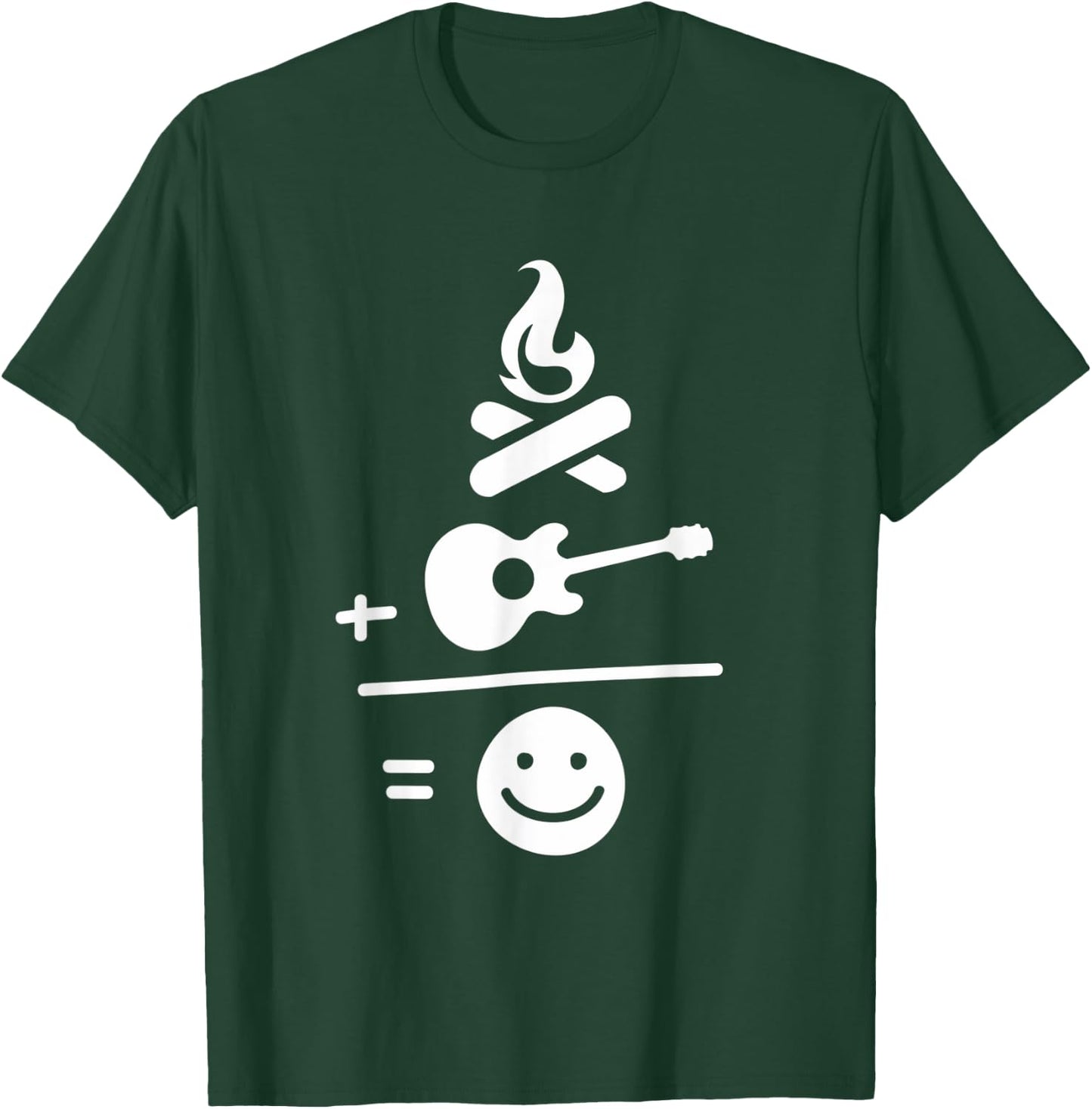 Camping Camp Fire and Guitar Makes Me Smile T-Shirt - T-Shirt | Forest