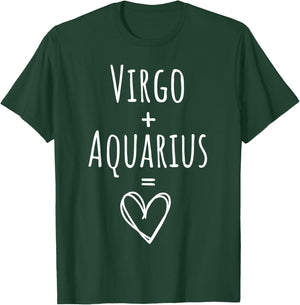 Virgo and Aquarius Couple Matching Zodiac Sign T-Shirt - T-Shirt | Forest