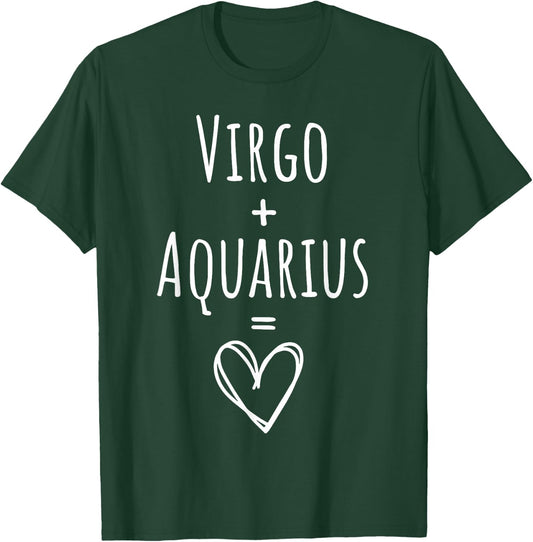 Virgo and Aquarius Couple Matching Zodiac Sign T-Shirt - T-Shirt | Forest