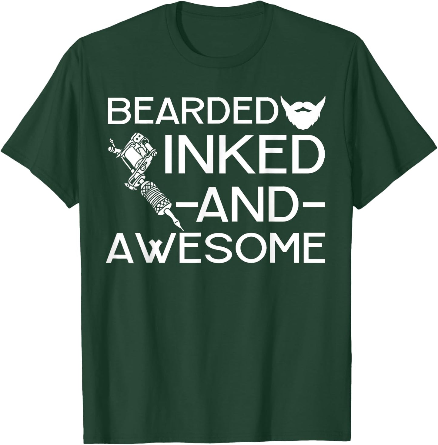 Bearded Inked And Awesome Men Beard Tattoo Lover T-Shirt - T-Shirt | Forest