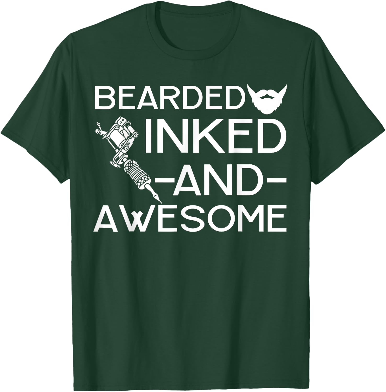 Bearded Inked And Awesome Men Beard Tattoo Lover T-Shirt - T-Shirt | Forest
