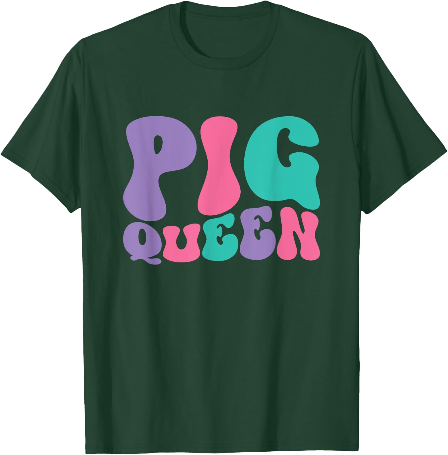 Pig Queen Pigs Retro Vintage Wavy Groovy T-Shirt - T-Shirt | Forest