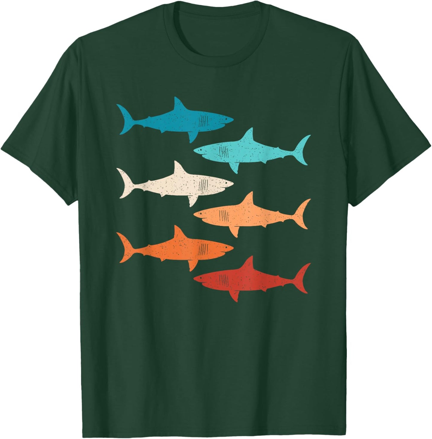 Shark Lover Ocean Animal Retro Marine Biology Men Women T-Shirt - T-Shirt | Forest