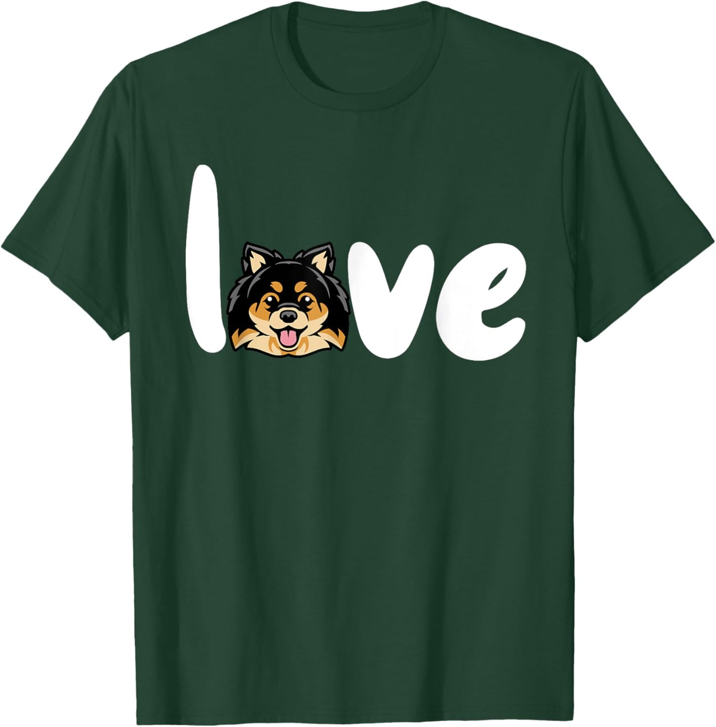 pomeranian BLACK TAN love dog T-Shirt - T-Shirt | Forest