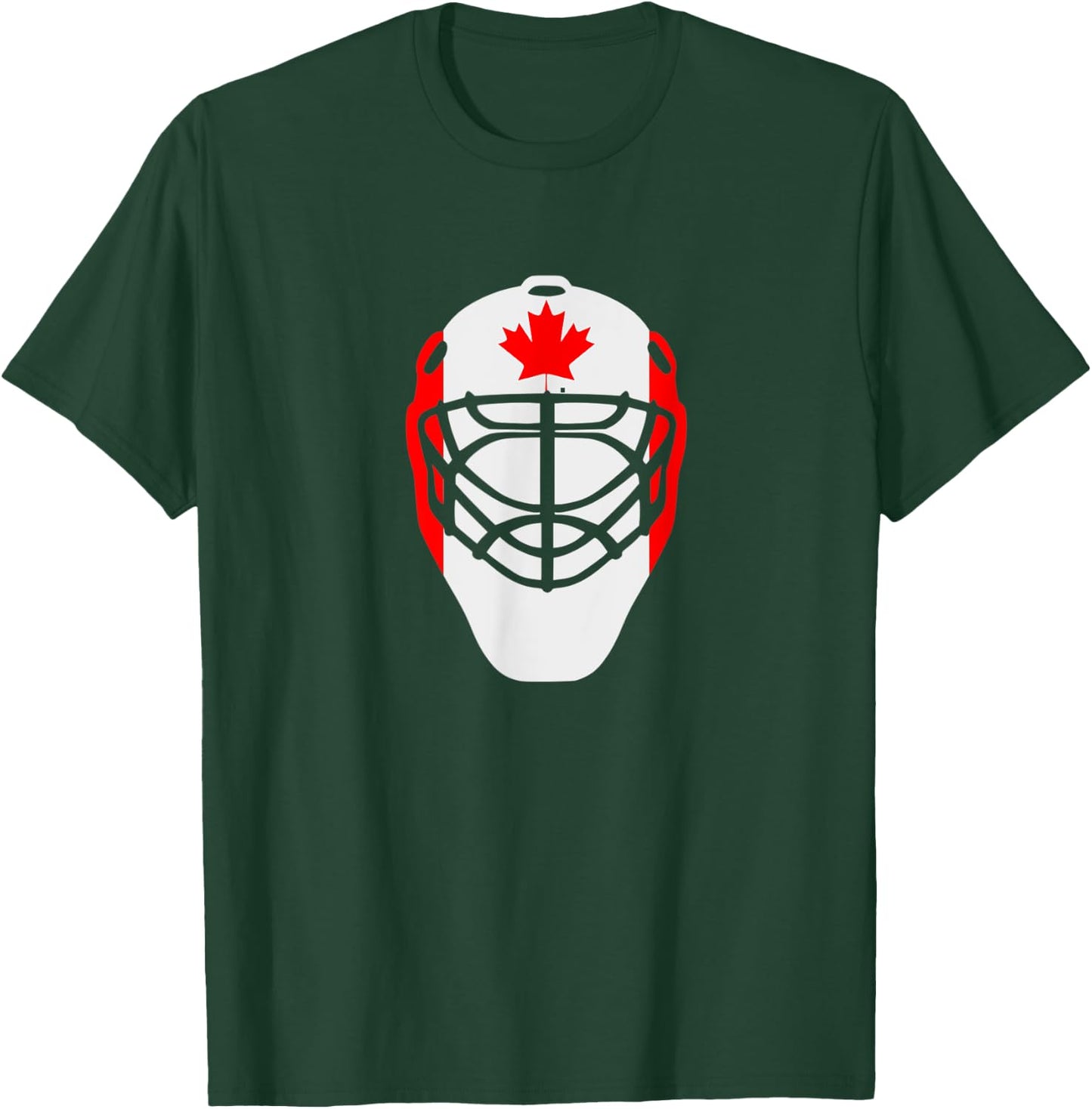 Men Novelty Ice Hockey Goalie Mask Canada Flag Style T-Shirt - T-Shirt | Forest