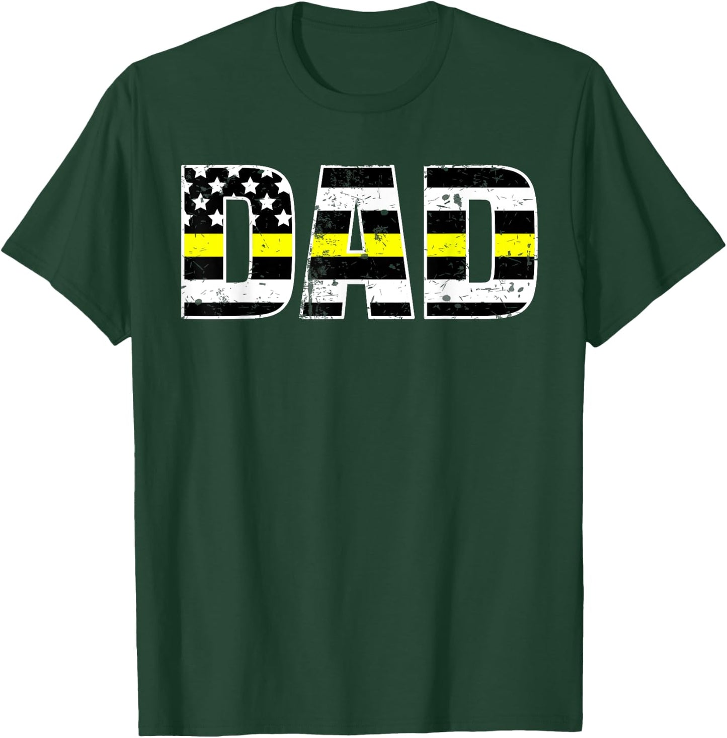 Dispatcher Dad Shirt Thin Line In Gold Daddy Father Shirt T-Shirt - T-Shirt | Forest