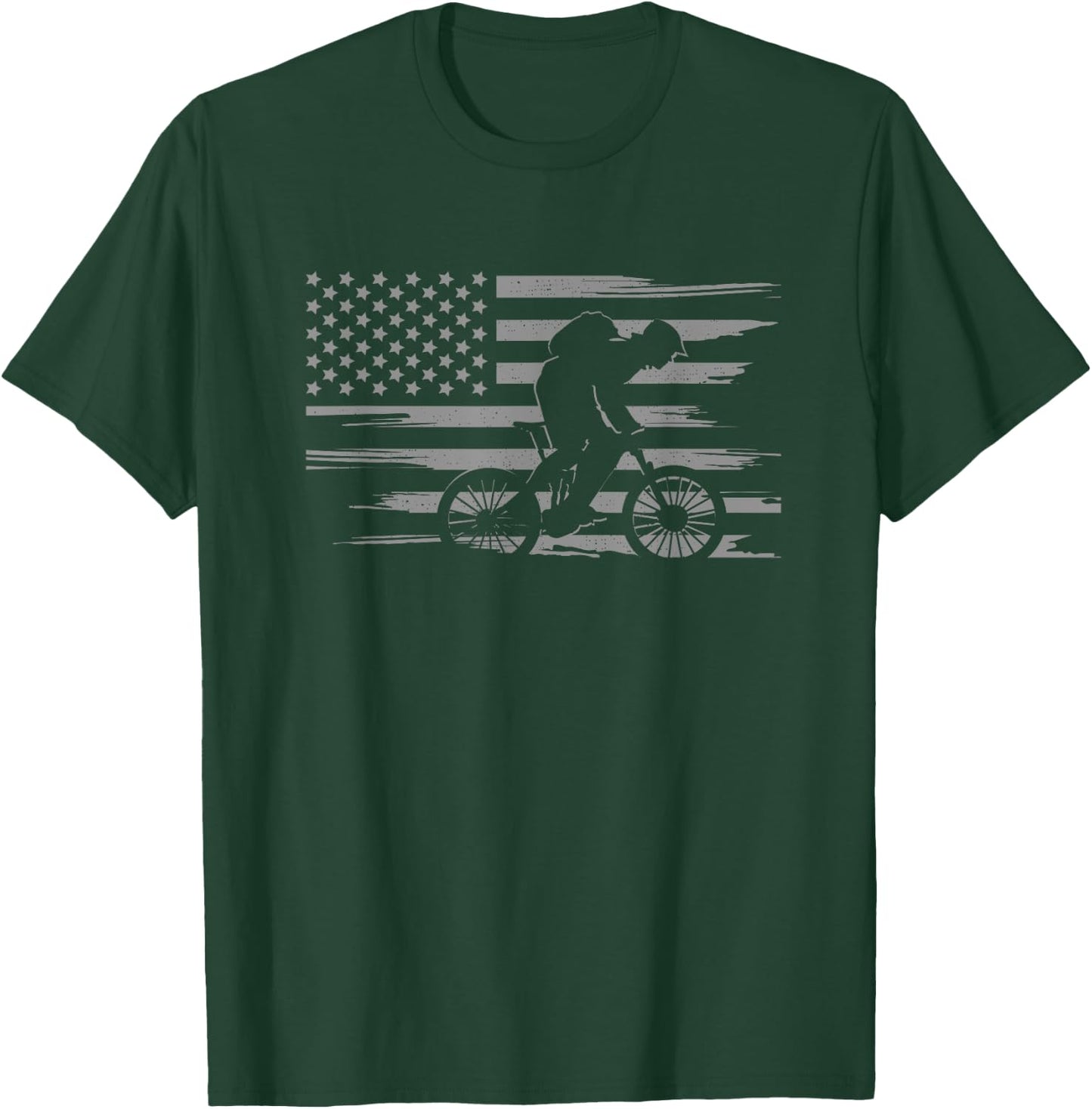 American Flag MTB Mountain Bike Apparel - MTB Mountain Bike T-Shirt - T-Shirt | Forest