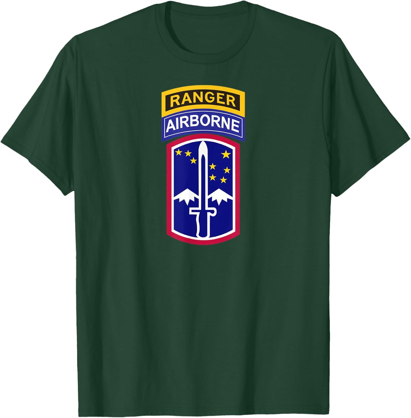 172nd Infantry Patch - Airborne and Ranger Tab T-Shirt - T-Shirt | Forest
