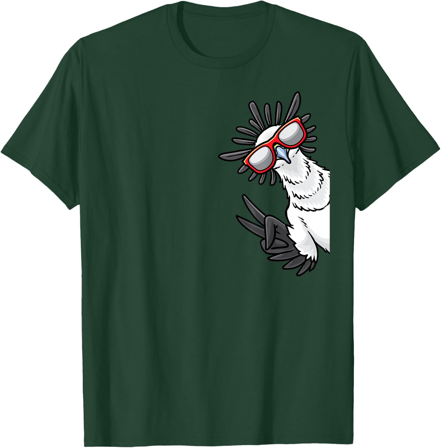 Secretary Bird From Side Secretarybird With Sunglasses T-Shirt - T-Shirt | Forest