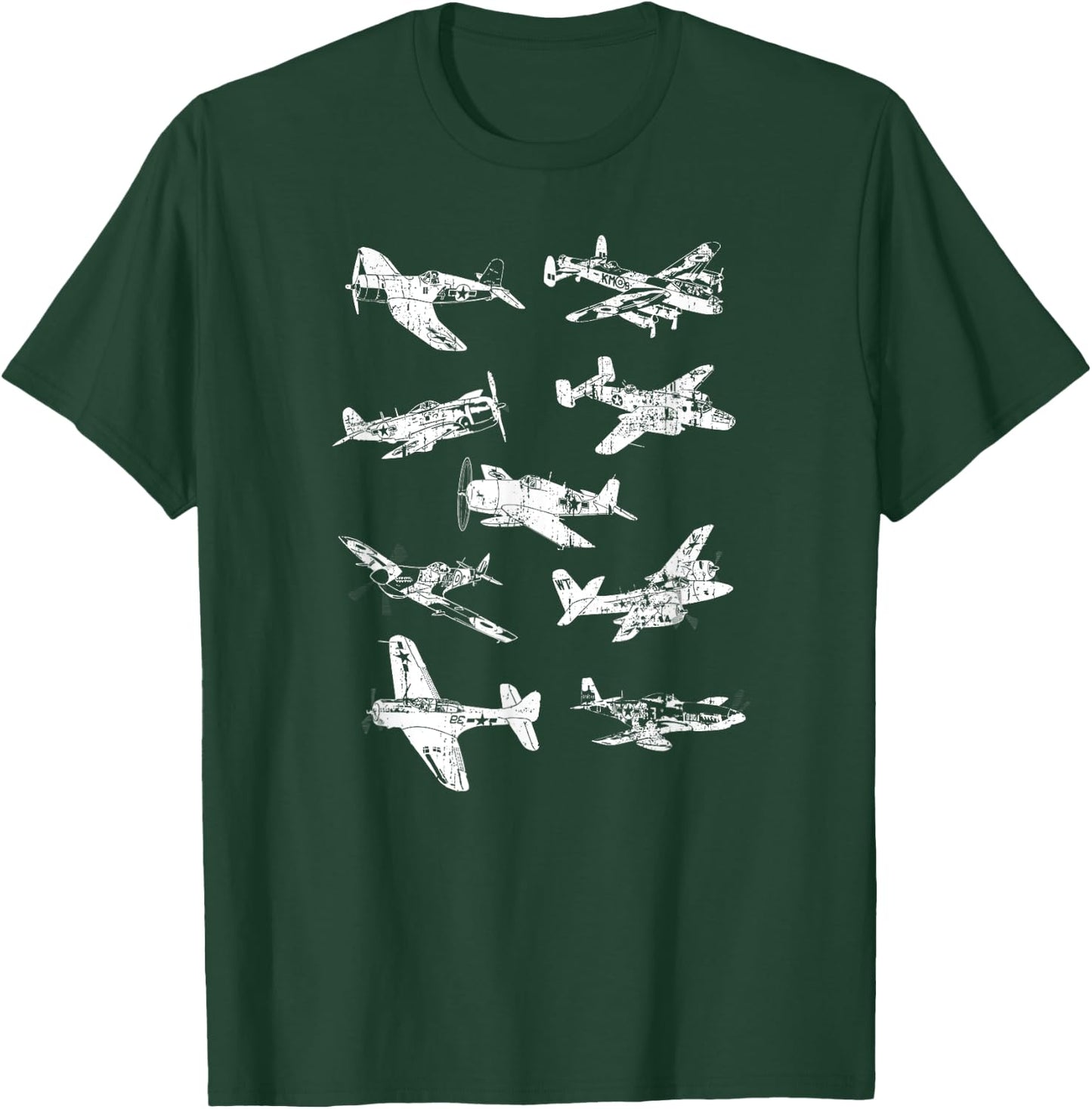 WWII US Fighter Jet Aircraft World War II Vintage Airplanes T-Shirt - T-Shirt | Forest