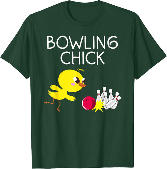 Funny Bowling Gift Women Cute Bowling Chick Sports Athlete T-Shirt - T-Shirt | Forest