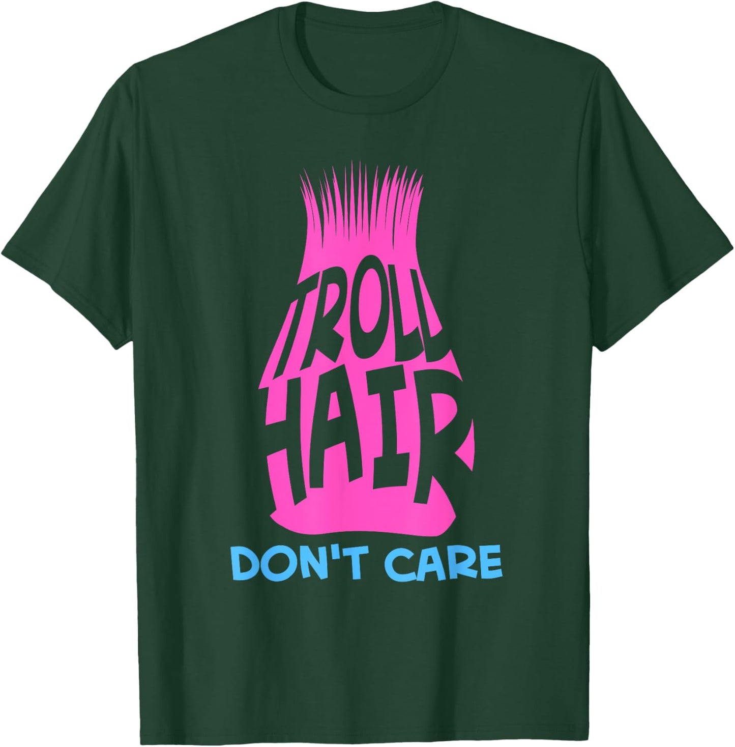 Funny Troll Hair Don't Care Gift Kids Toddlers Boys Girls T-Shirt - T-Shirt | Forest
