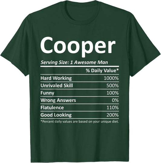 COOPER Nutrition Funny Birthday Personalized Name Gift T-Shirt - T-Shirt | Forest