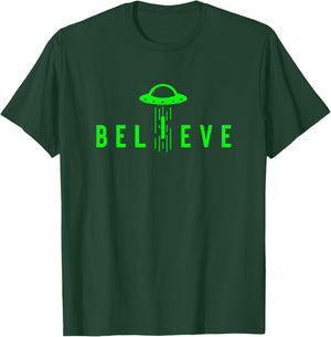 Alien Lover Gifts Men Women Kids UFO Abduction Believe T-Shirt - T-Shirt | Forest