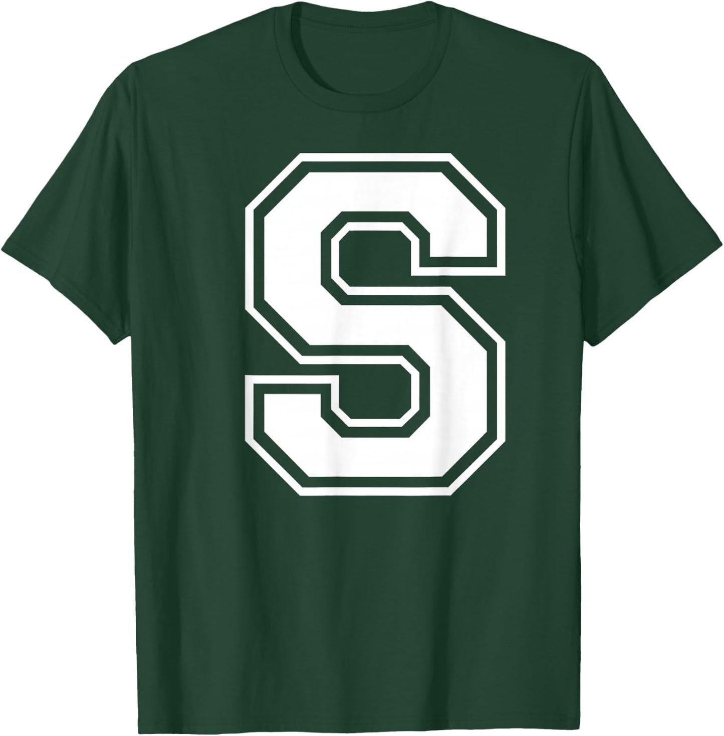 Letter S Capital Alphabet College Varsity Monogram Club T-Shirt - T-Shirt | Forest
