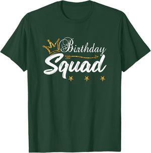 Birthday Squad Gold Crown White B-Day T-Shirt - T-Shirt | Forest