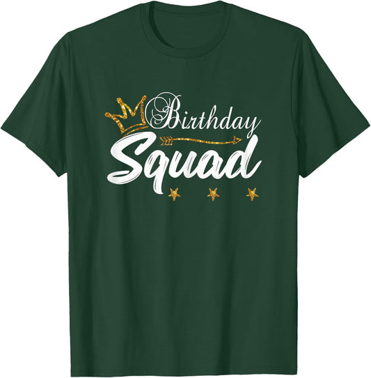 Birthday Squad Gold Crown White B-Day T-Shirt - T-Shirt | Forest