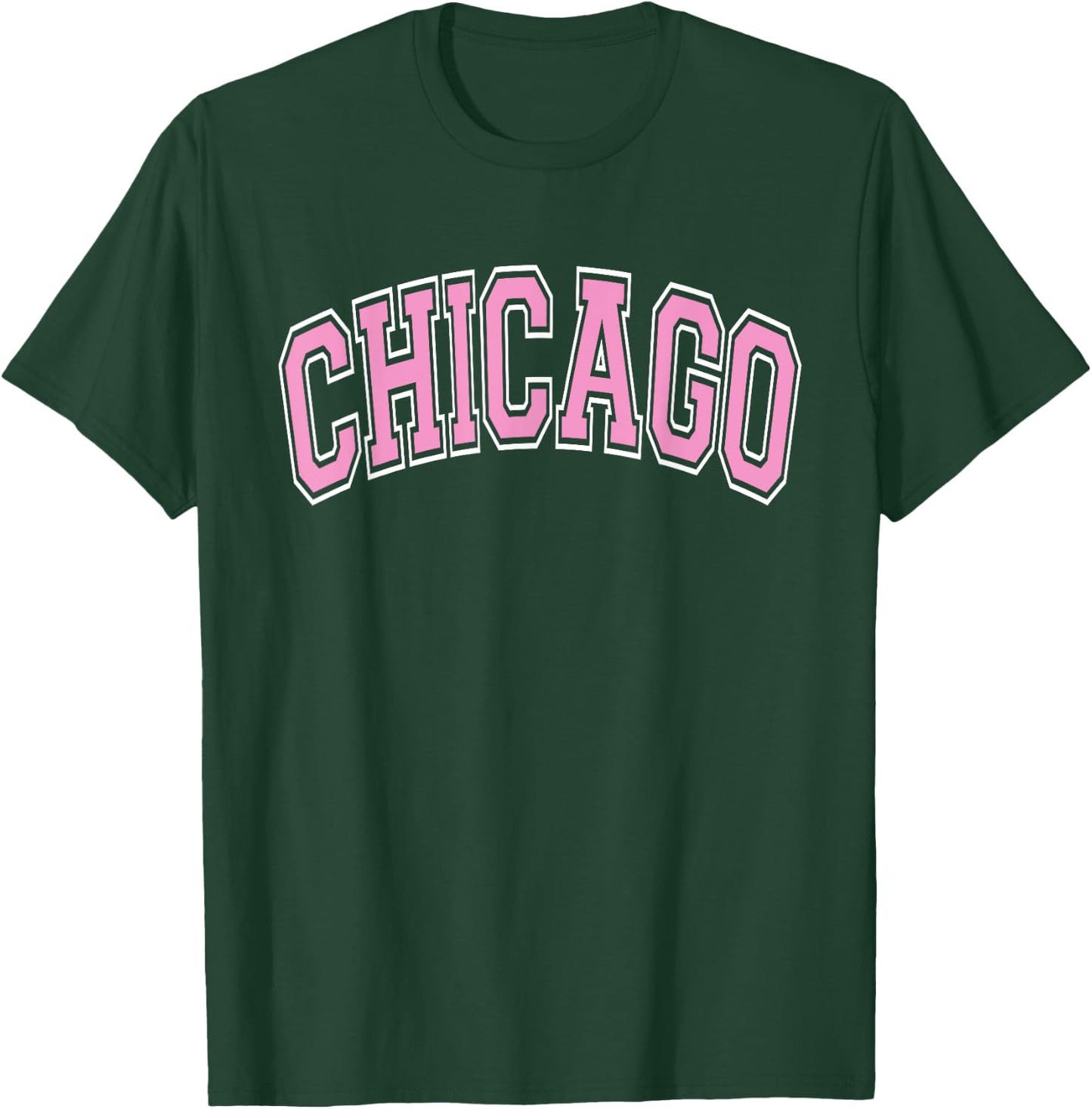 Chicago Arched Pink Text T-Shirt - T-Shirt | Forest