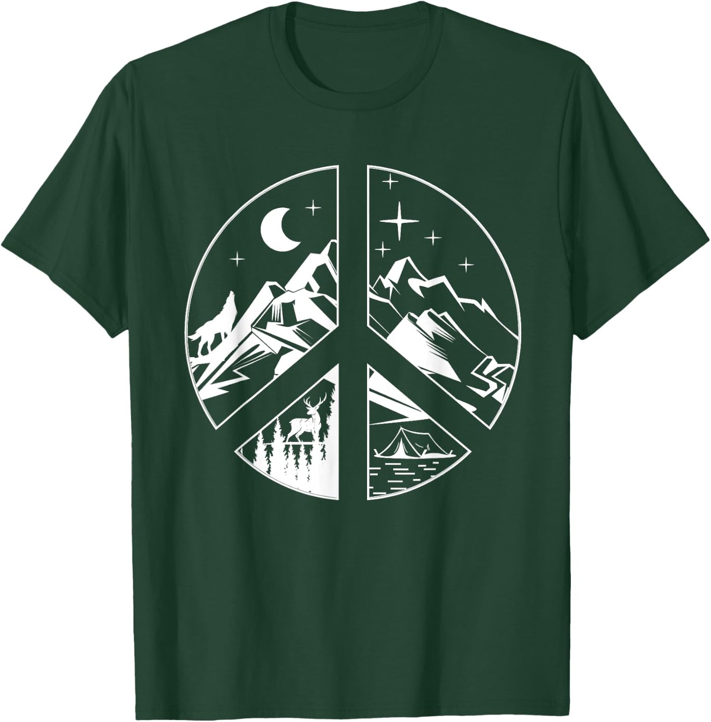 Peace Sign Going Outdoors Mountain Adventure Hiking Hiker T-Shirt - T-Shirt | Forest
