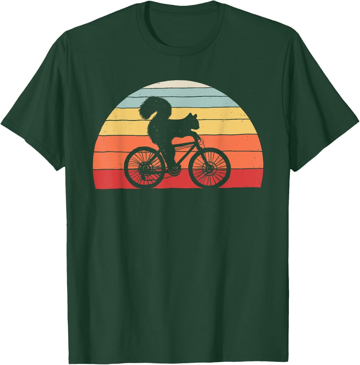 Vintage Retro Squirrel Riding A Bicycle Bike Squirrel T-Shirt - T-Shirt | Forest