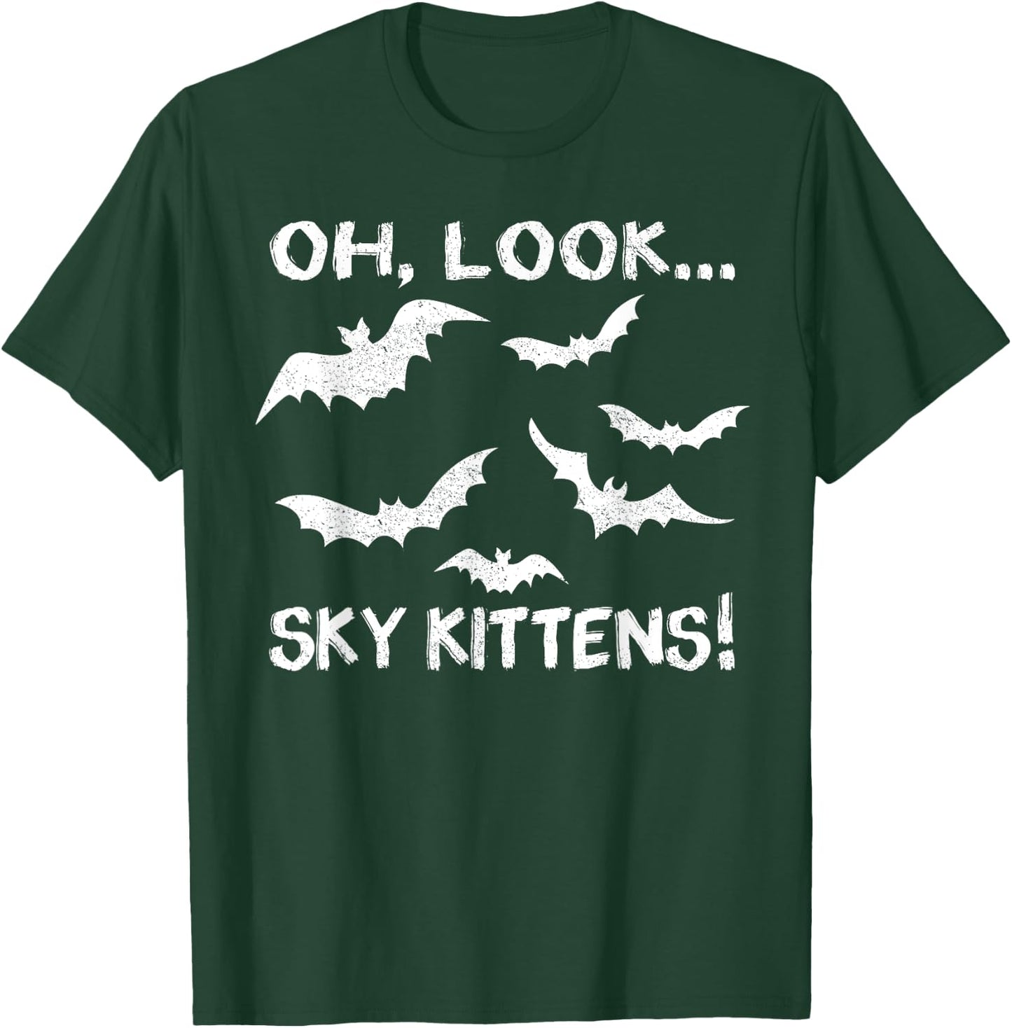 Funny Bat Lover Gift Women Cool Sky Kittens Horror T-Shirt - T-Shirt | Forest