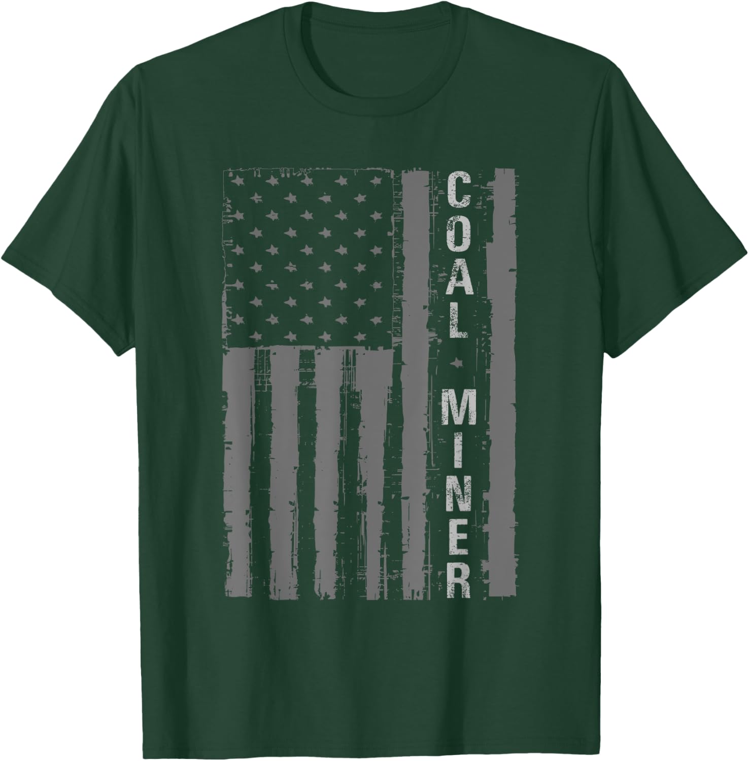 Distressed American Flag Coal Miner Mining Proud Men Gifts T-Shirt - T-Shirt | Forest