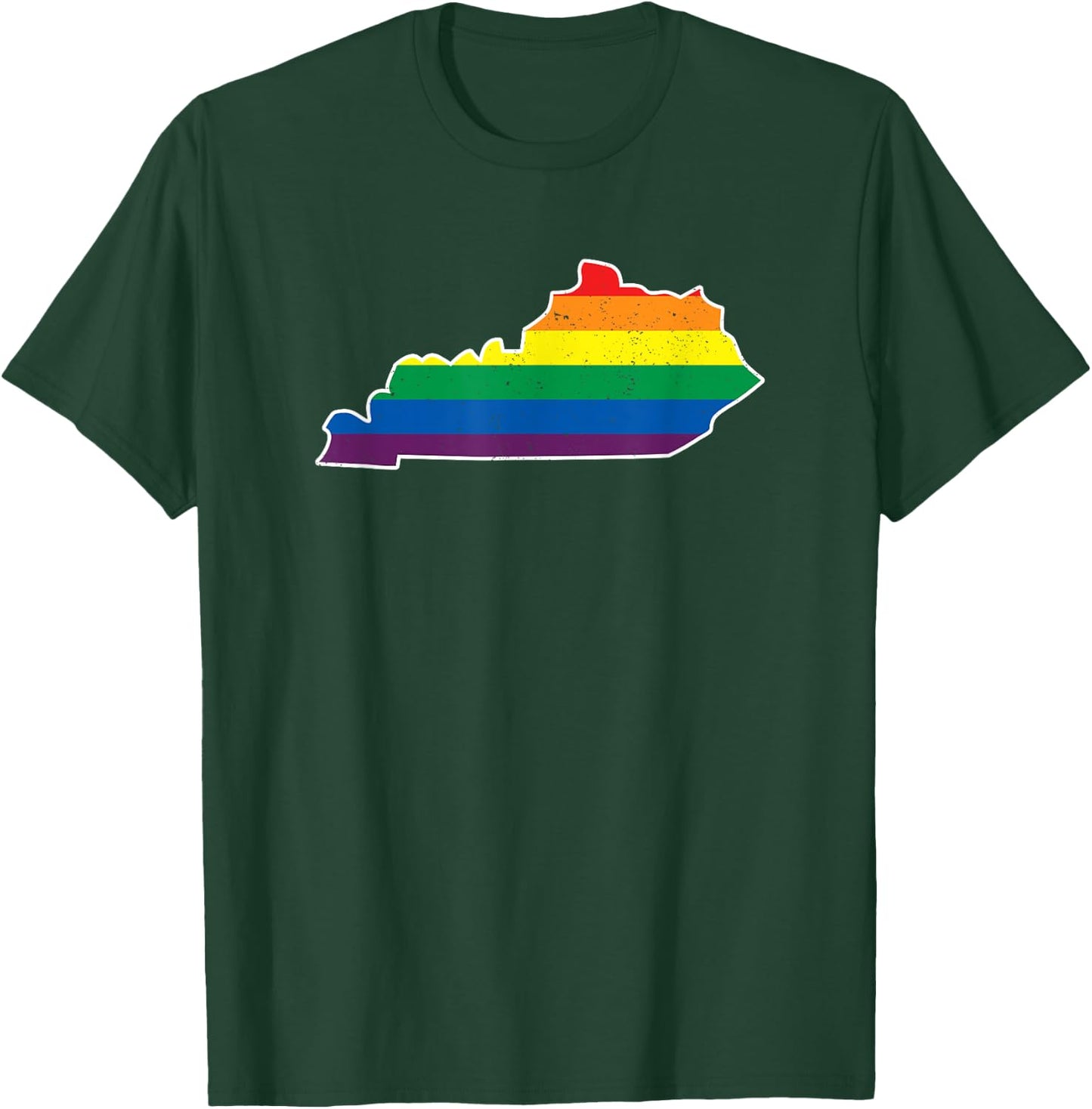 Gay Pride Flag - Kentucky Map - Rainbow Stripes T-Shirt - T-Shirt | Forest