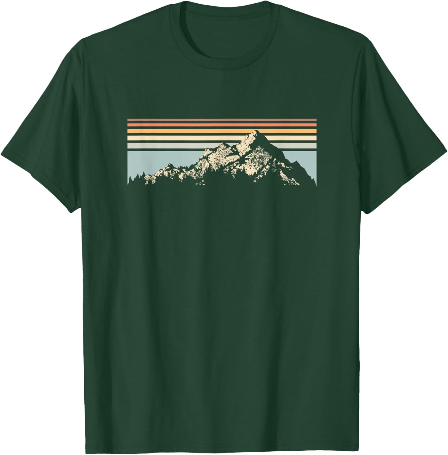 Mountain Sunset Stripe Rainbow Outdoors Nature Hiking Fan T-Shirt - T-Shirt | Forest