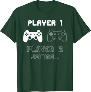 Player 2 Joining Siblings Baby Announcement T-Shirt - T-Shirt | Forest