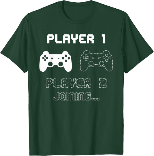 Player 2 Joining Siblings Baby Announcement T-Shirt - T-Shirt | Forest