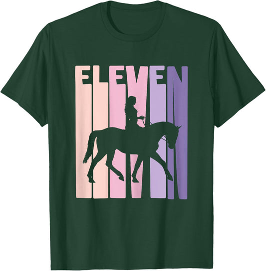 11th Birthday Gift Horse Rider Fan 11 Years Girls T-Shirt - T-Shirt | Forest