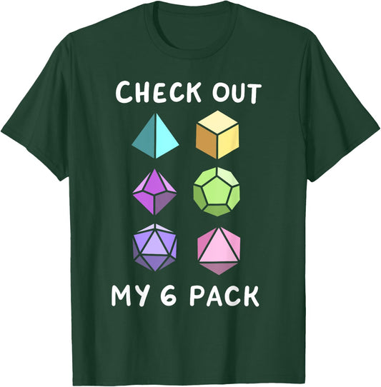 Check Out My Six Pack Funny D20 Dice Set RPG Nerdy Men Boys T-Shirt - T-Shirt | Forest