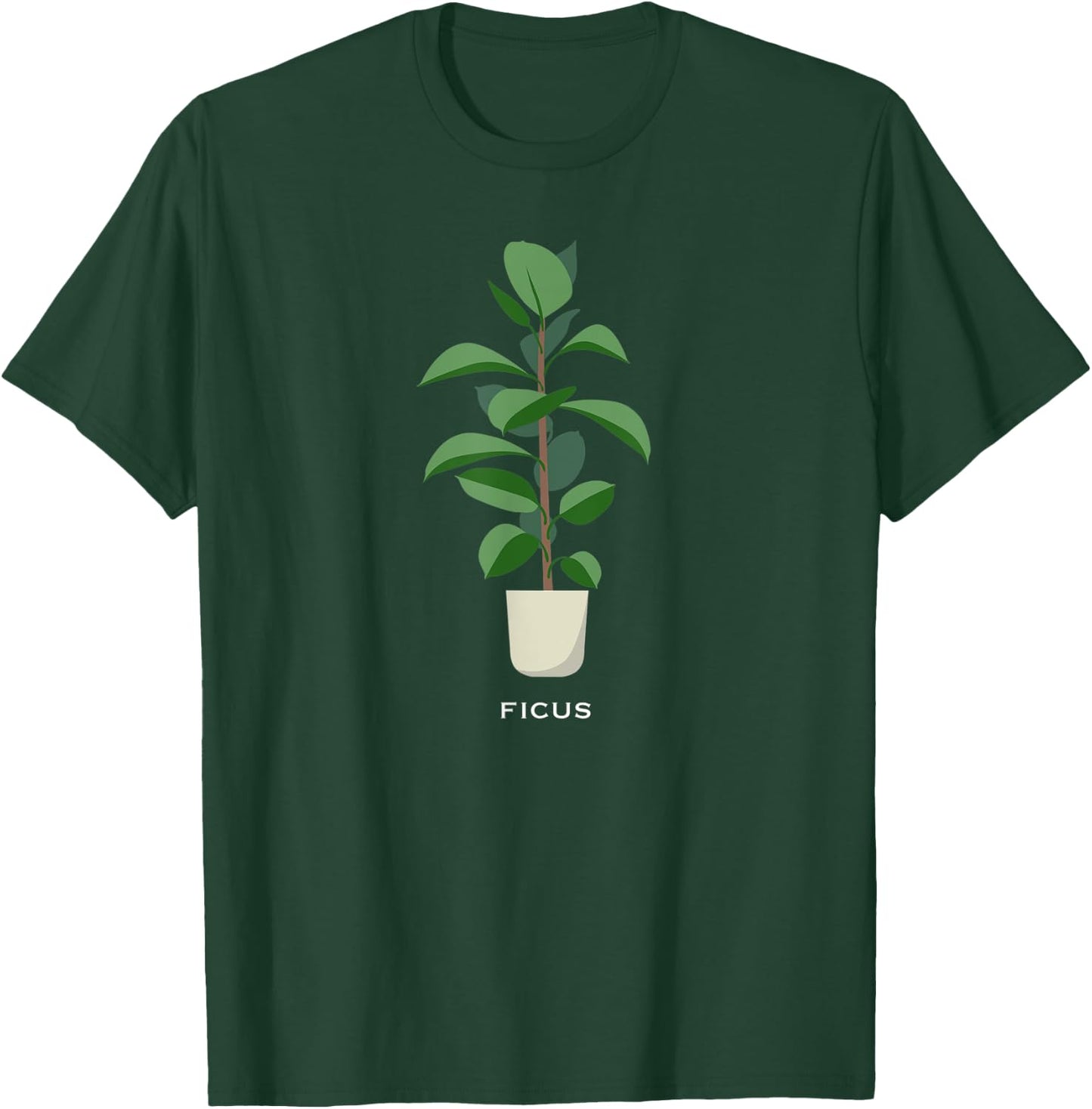 Ficus potted plant shirt -- indoor gardening lots of colors T-Shirt - T-Shirt | Forest