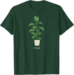 Ficus potted plant shirt -- indoor gardening lots of colors T-Shirt - T-Shirt | Forest