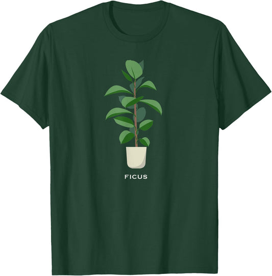 Ficus potted plant shirt -- indoor gardening lots of colors T-Shirt - T-Shirt | Forest