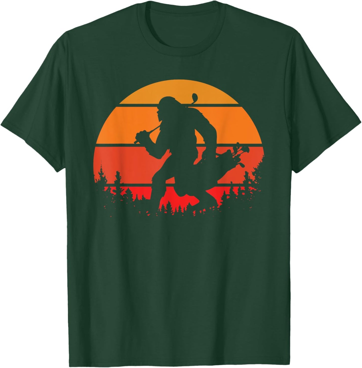 Funny Bigfoot Golf Retro Sasquatch Playing Golf T-Shirt - T-Shirt | Forest