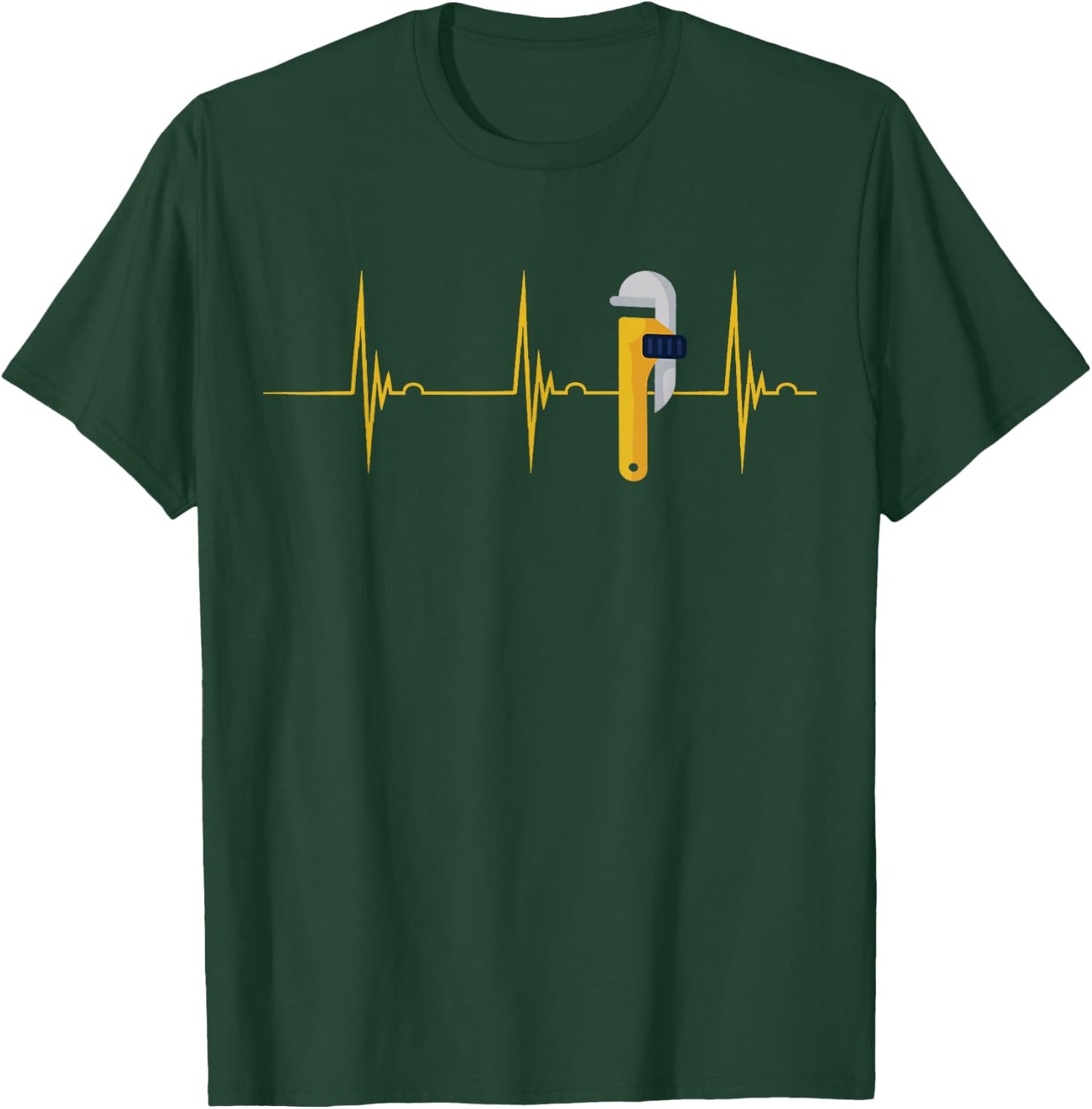 Plumber Plumber Pipe Wrench Heartbeat ECG Pulse Spengler T-Shirt - T-Shirt | Forest