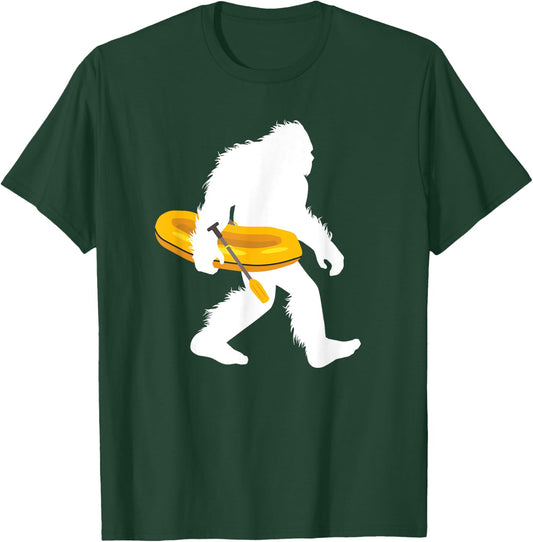 Bigfoot Carrying Rafting Boat Tubing Sasquatch With Raft T-Shirt - T-Shirt | Forest